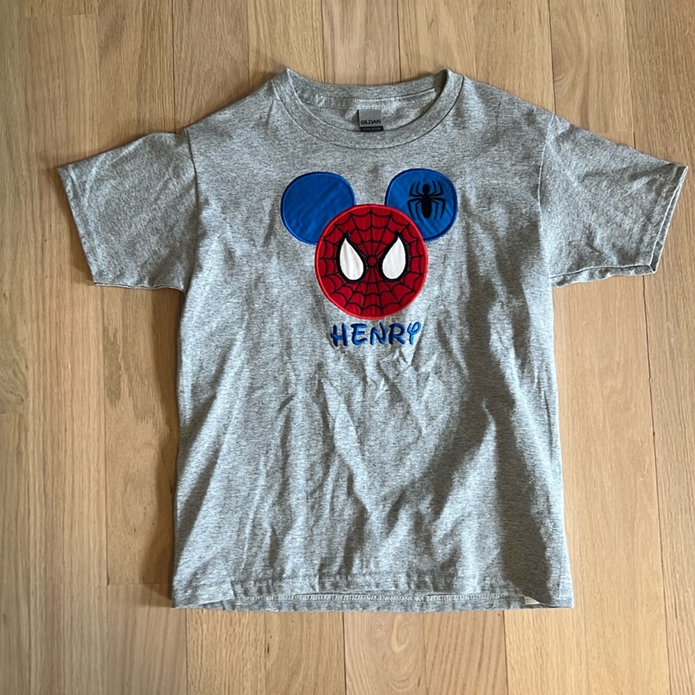 Embroidered Mickey Mouse Spider-Man Shirt